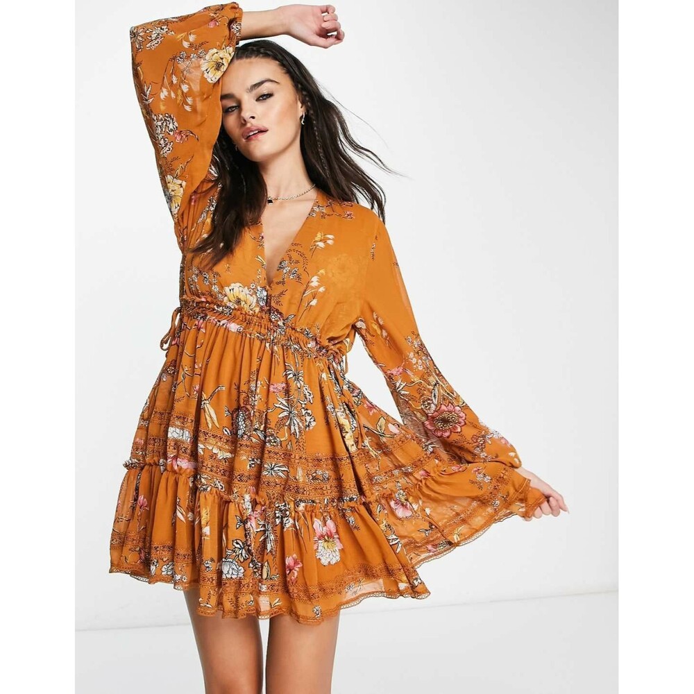 Free People Cherry Blossom Mini Dress In Topaz Combo Women's Size Medium